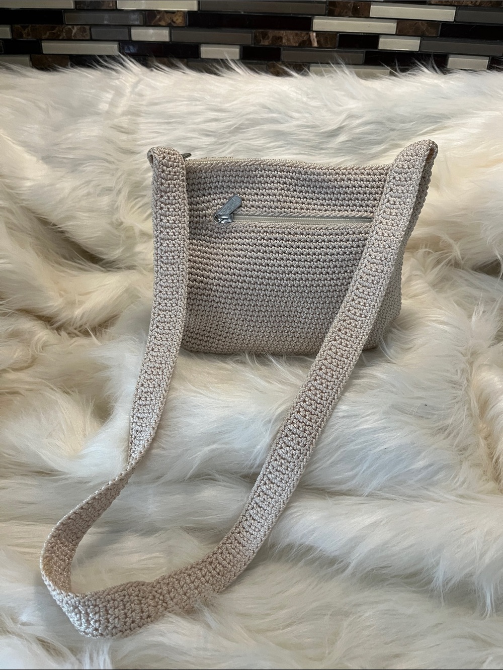 The Sak Beige Crochet Crossbody Bag